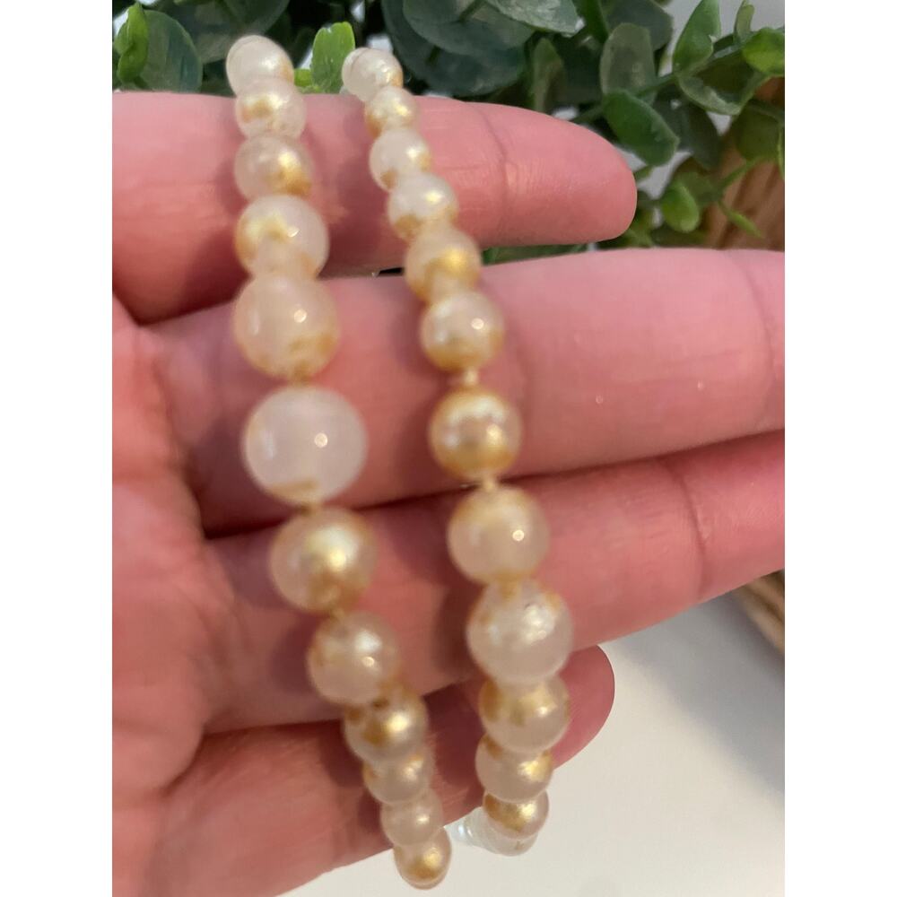 Vintage Double Strand Pearl & Art Glass Necklace | Ornate Floral Clasp - Picture 6 of 6